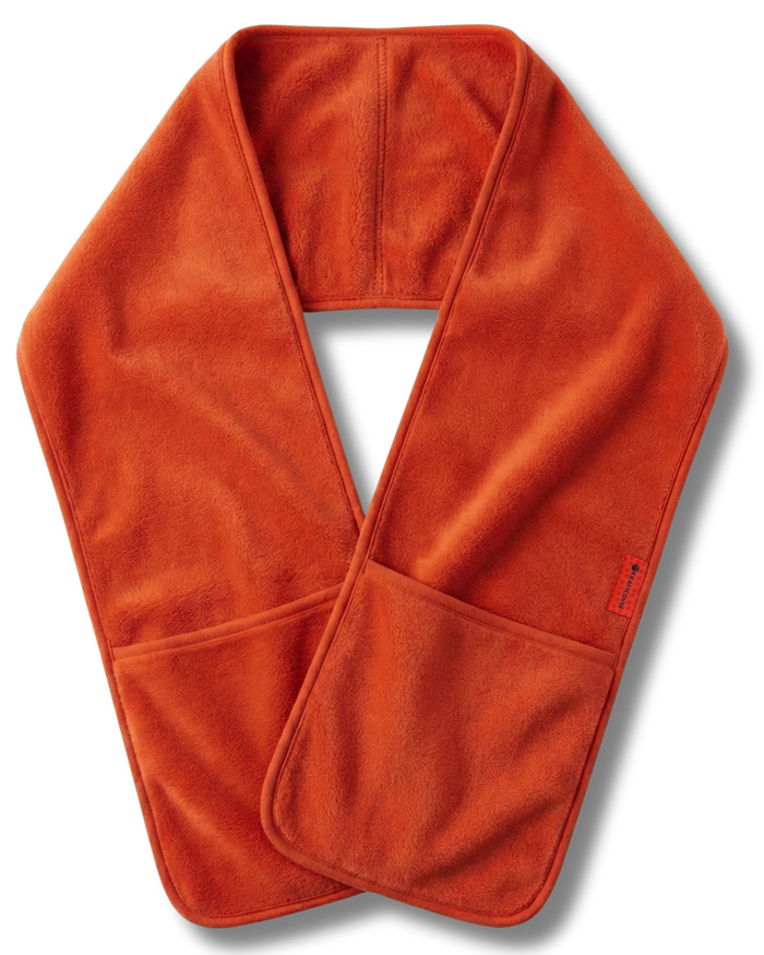Hot Pocket KAZE® Turuncu Polar Atkı Düz Görünüm – Termal Yalıtımlı Cepli Boyun Isıtıcı Mikro Polar Kış Atkısı | KraftCover