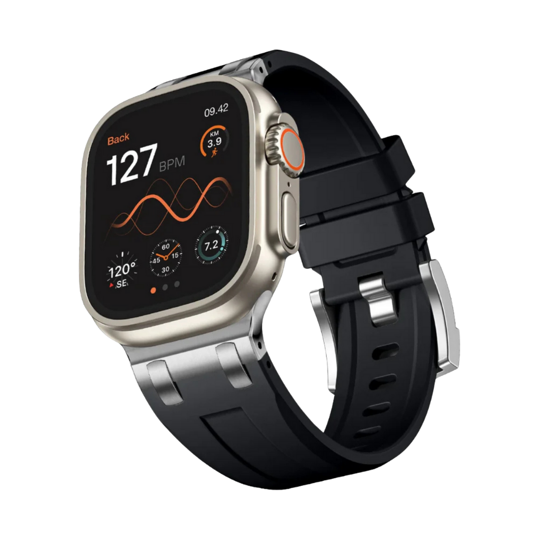 Premium OutDoor Siyah Rubber Apple Watch Uyumlu Kordon