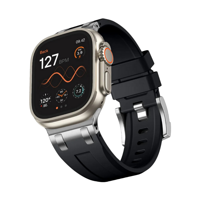 Premium OutDoor Siyah Rubber Apple Watch Uyumlu Kordon - ürün görseli