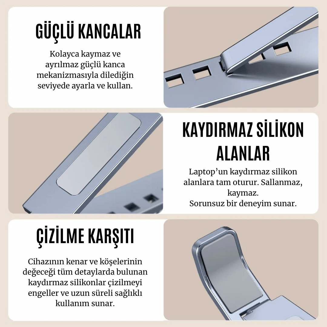 Çift Açılı Ayarlanabilir Kademeli Laptop Yükseltici Stand