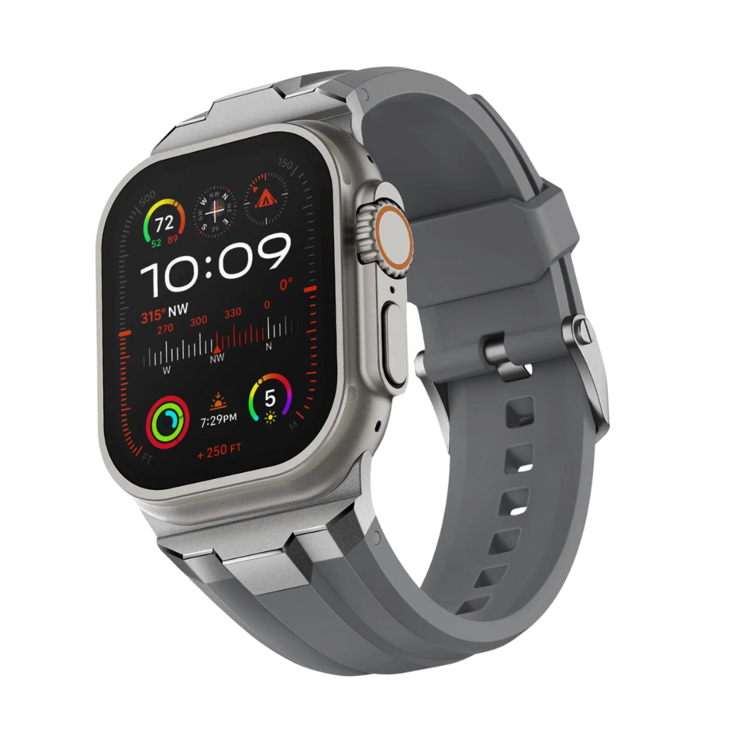 Premium OutDoor Gri Rubber Apple Watch Uyumlu Kordon