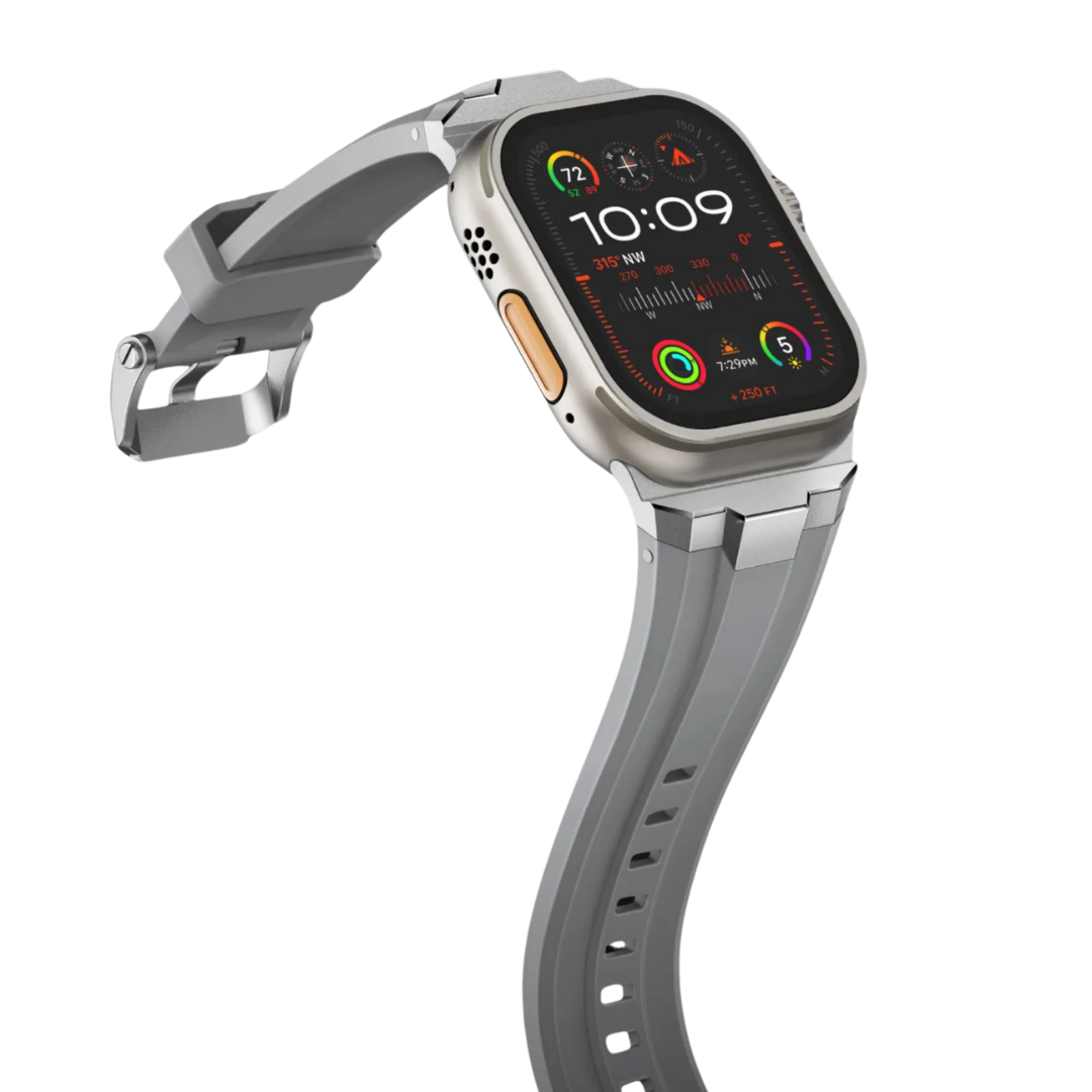 Premium OutDoor Gri Rubber Apple Watch Uyumlu Kordon