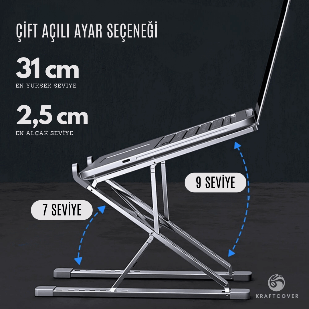 Çift Açılı Ayarlanabilir Kademeli Laptop Yükseltici Stand