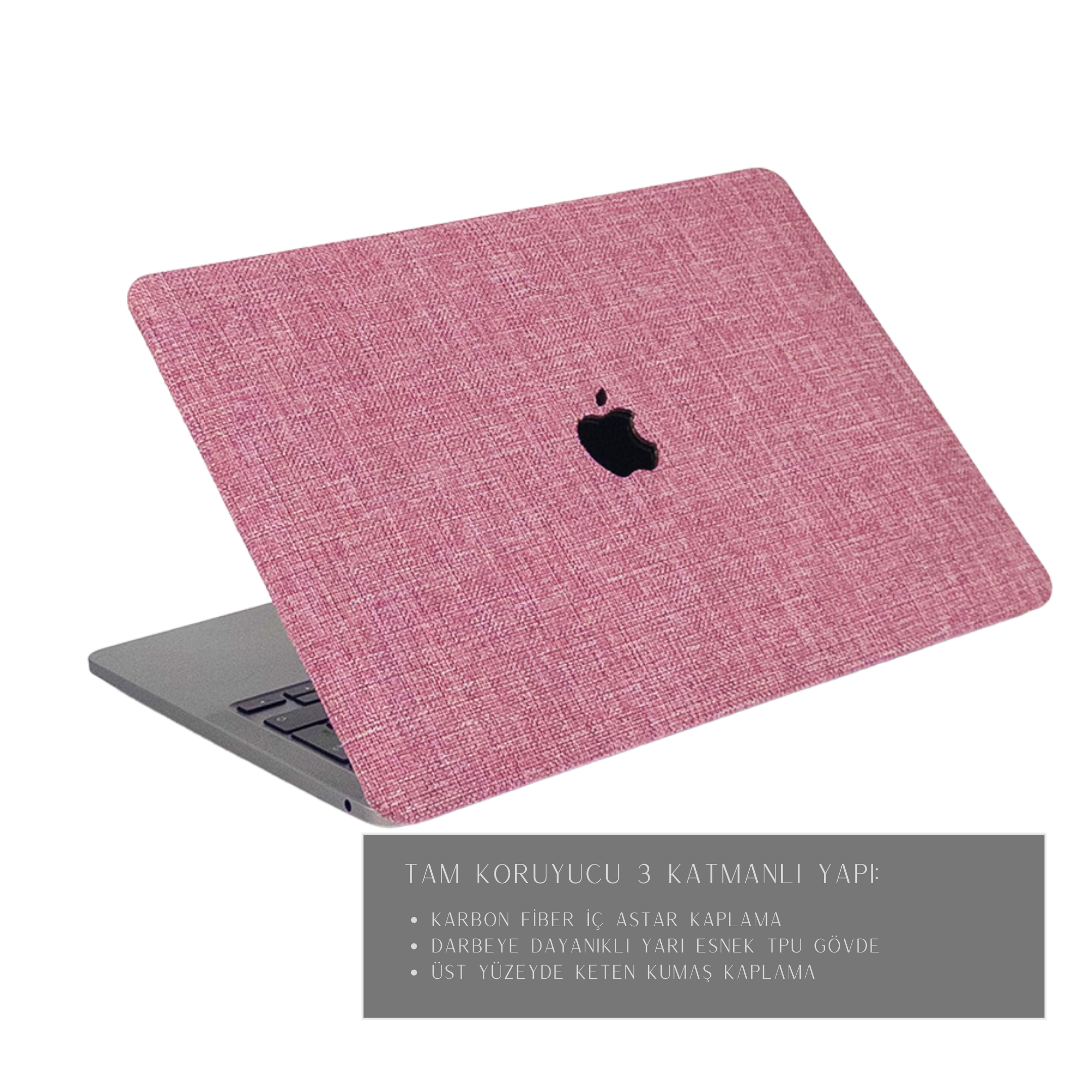 Pixie Pembe MacBook Kılıfı - Ön & Arka Kapak