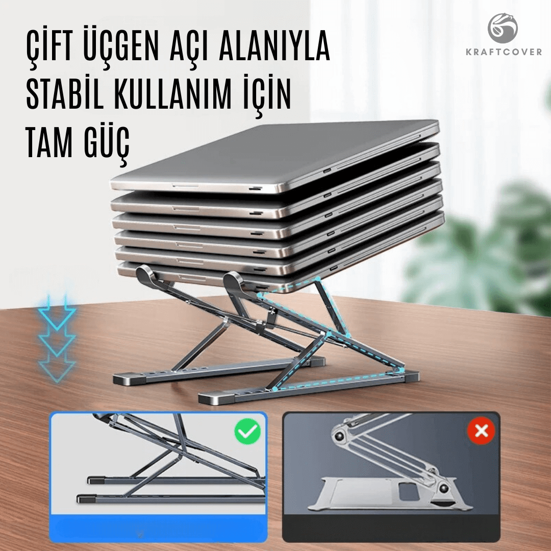 Çift Açılı Ayarlanabilir Kademeli Laptop Yükseltici Stand