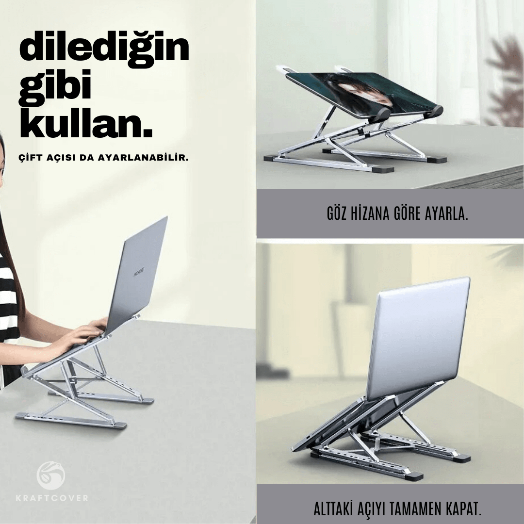 Çift Açılı Ayarlanabilir Kademeli Laptop Yükseltici Stand
