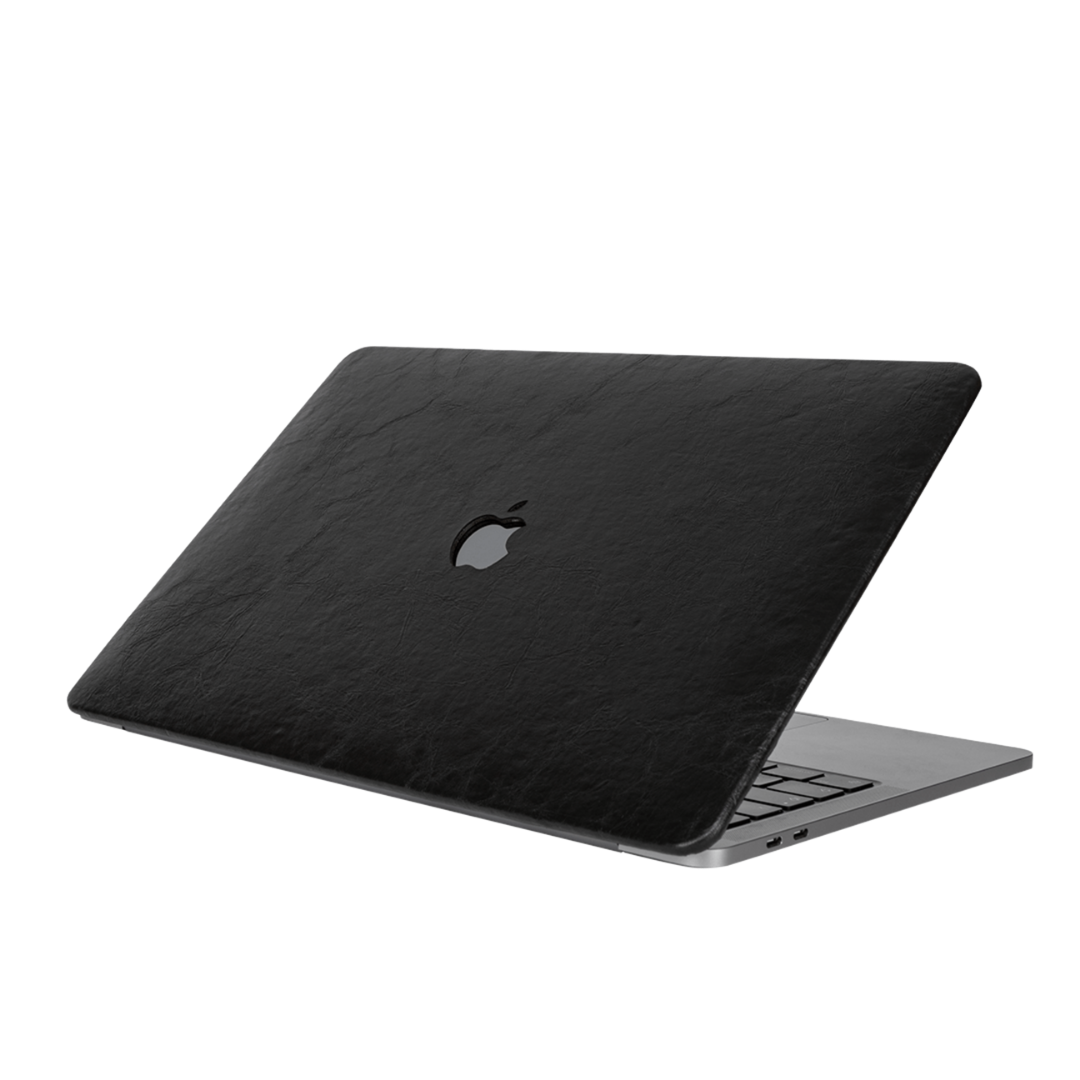 Özel Seri Siyah Deri Macbook Kılıfı - Ön & Arka Kapak