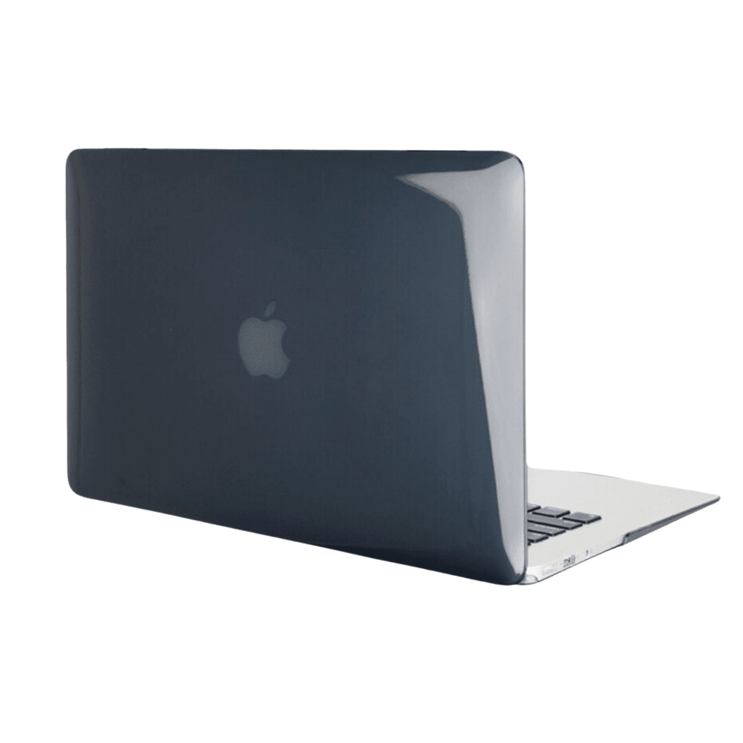 Siyah Kristal Yarı Şeffaf Macbook Koruma Kılıfı - Macbook Air & Pro İçin Transparan Koruyucu - Sert Ön & Arka Kapak