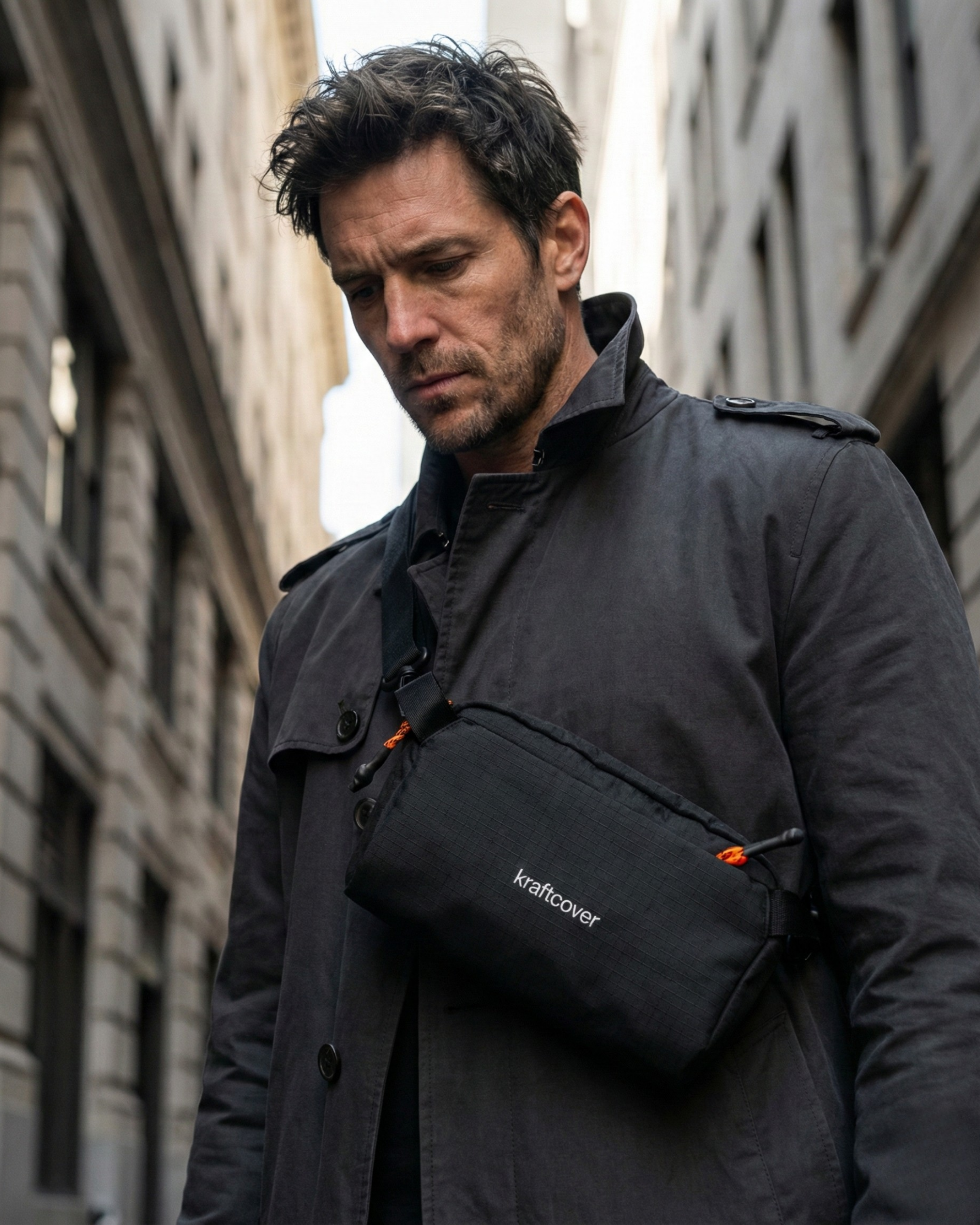 Rove Sling Daily 3L Çapraz Çanta Göğüs Üzerinde Erkek Kullanımı – Şehir Günlük Sling Bag | KraftCover