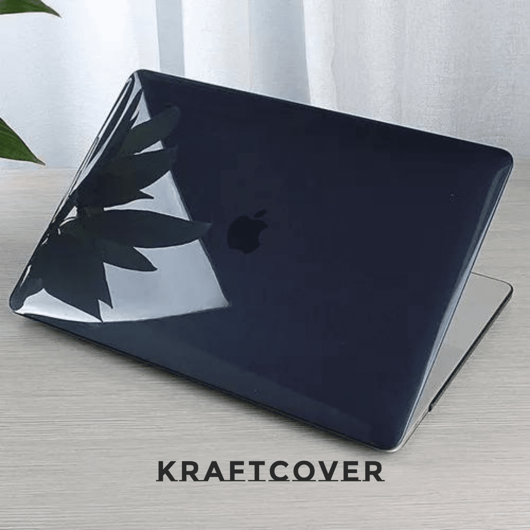 Siyah Kristal Yarı Şeffaf Macbook Koruma Kılıfı - Macbook Air & Pro İçin Transparan Koruyucu - Sert Ön & Arka Kapak