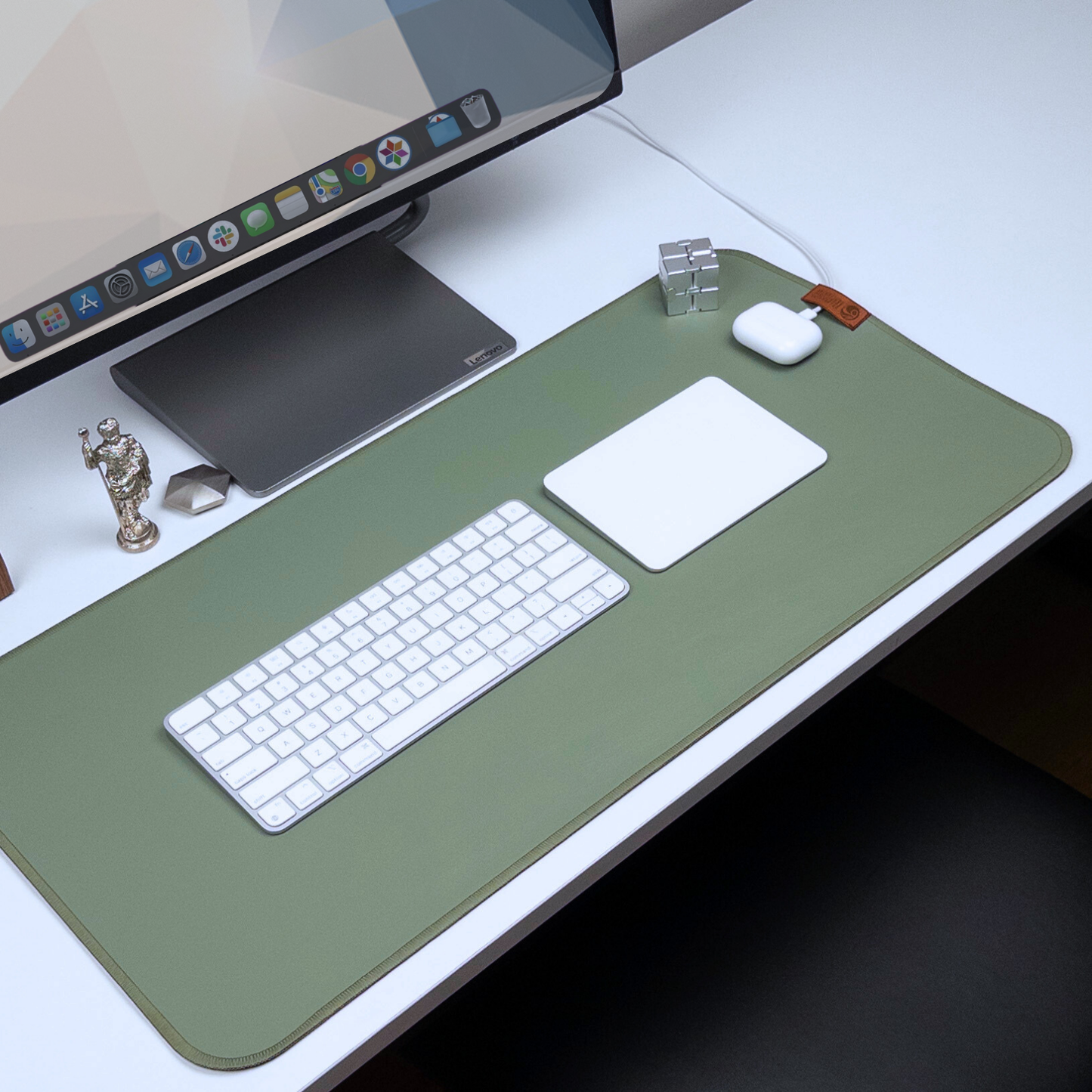 LeafLine Green Leather Desk Mat