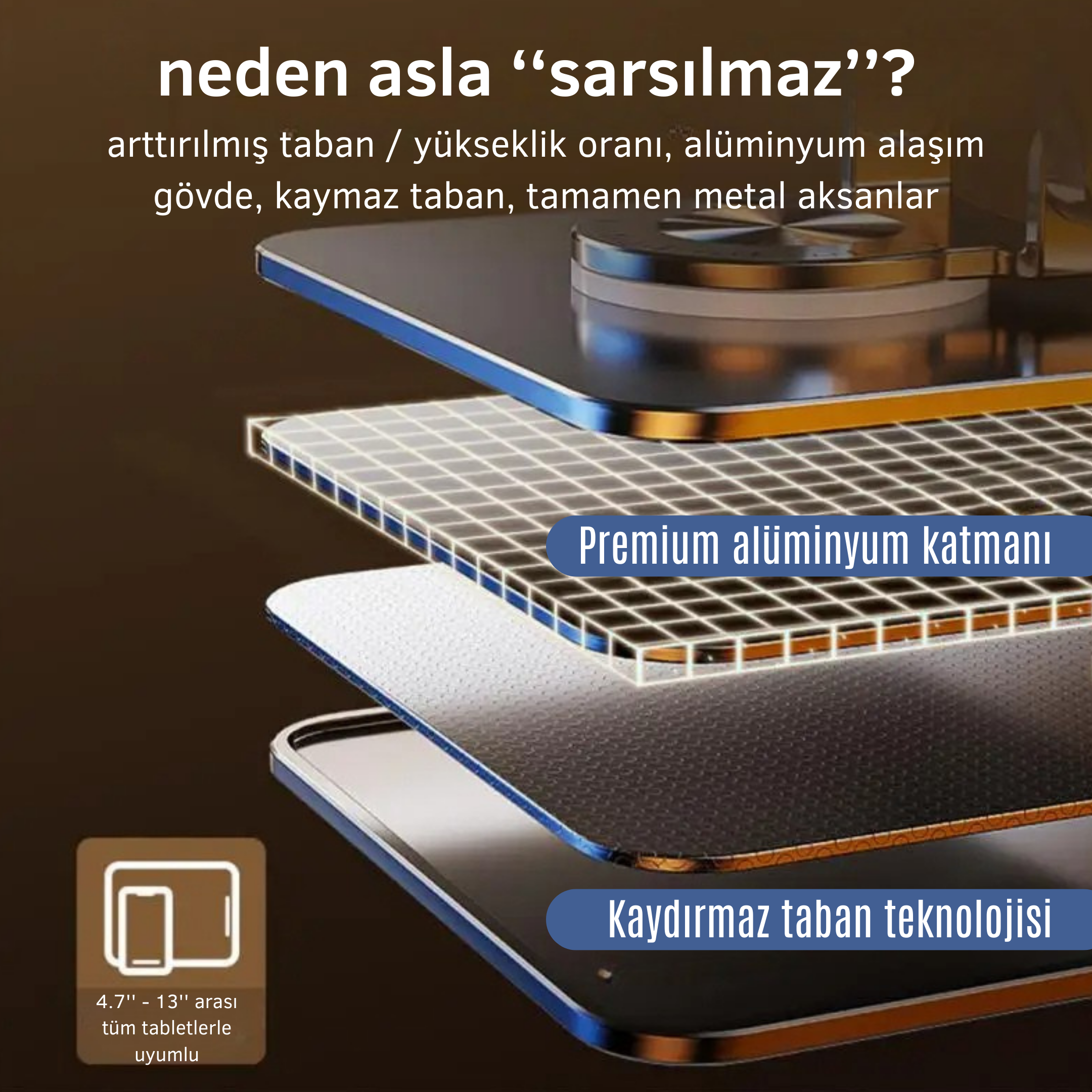 360 Derece Dönebilen Çift Açılı Tablet Standı
