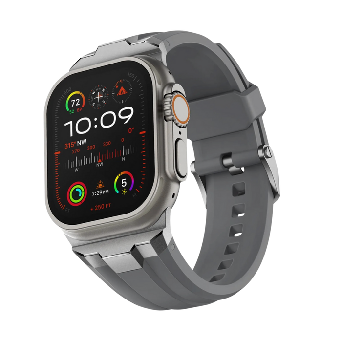 Premium OutDoor Gri Rubber Apple Watch Uyumlu Kordon - ürün görseli