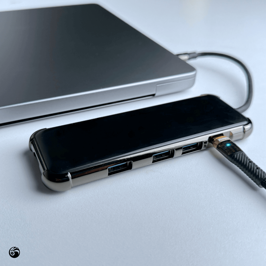 5 Girişli TYPE-C'den USB'ye Dönüştürücü HUB + 4K HDMI Girişli Adaptör +  TYPE-C Girişi