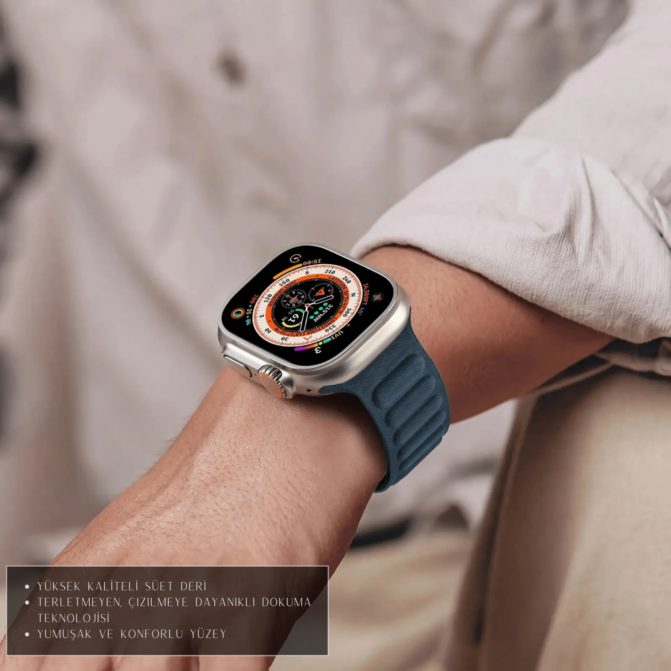 BlueZen Mavi Apple Watch Uyumlu Kordon