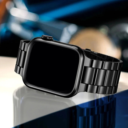 Siyah Paslanmaz Çelik Baklalı Apple Watch Uyumlu Kordon