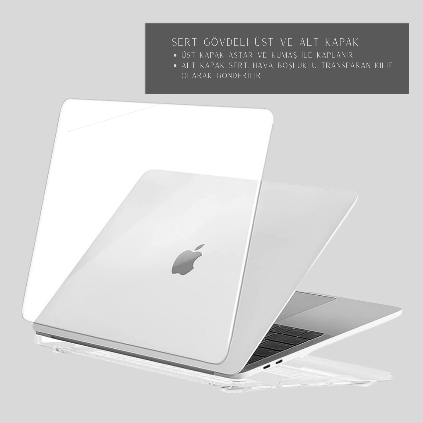 CarbonLeather Gri Macbook Kılıfı - Ön & Arka Kapak