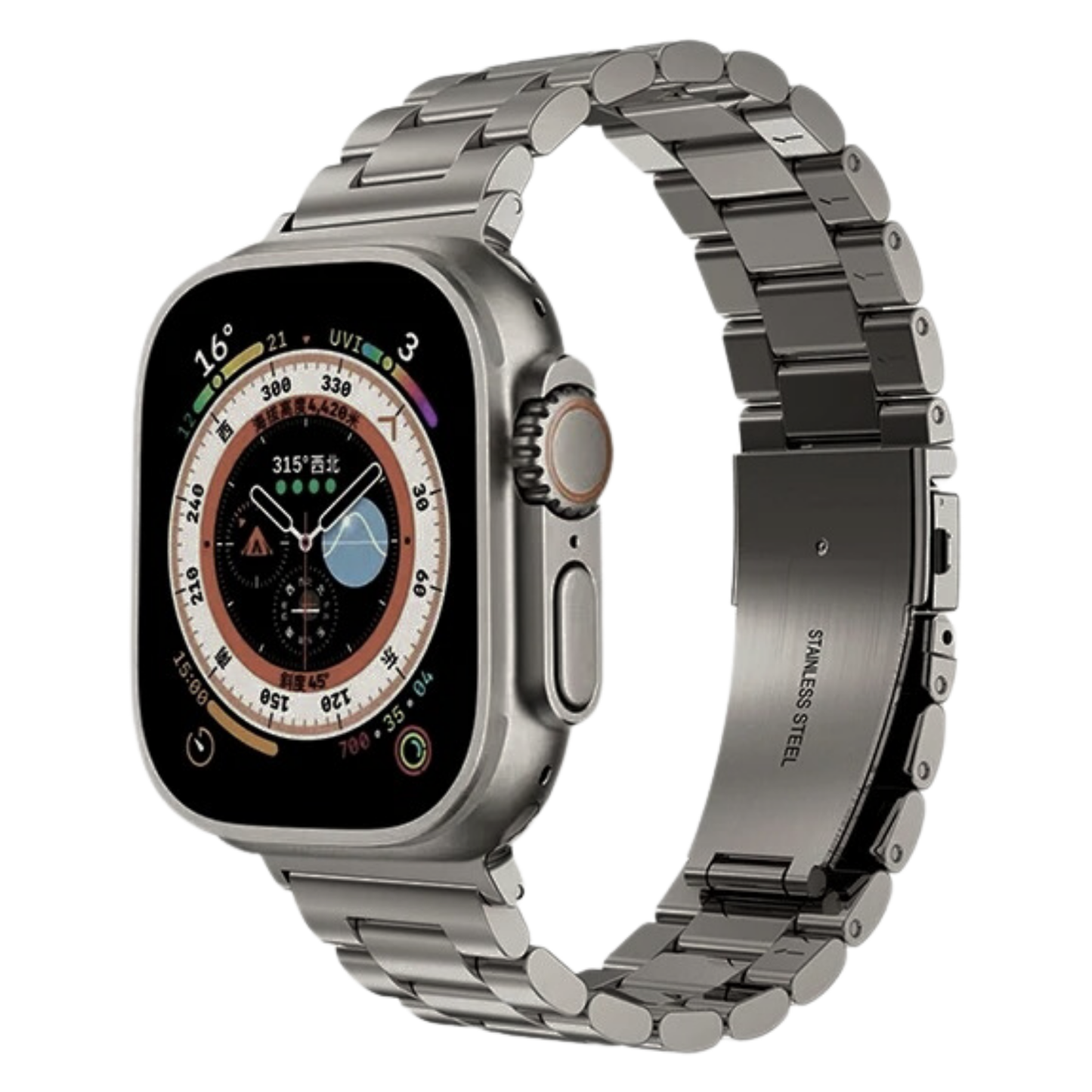 Titanyum Paslanmaz Çelik Baklalı Apple Watch Uyumlu Kordon