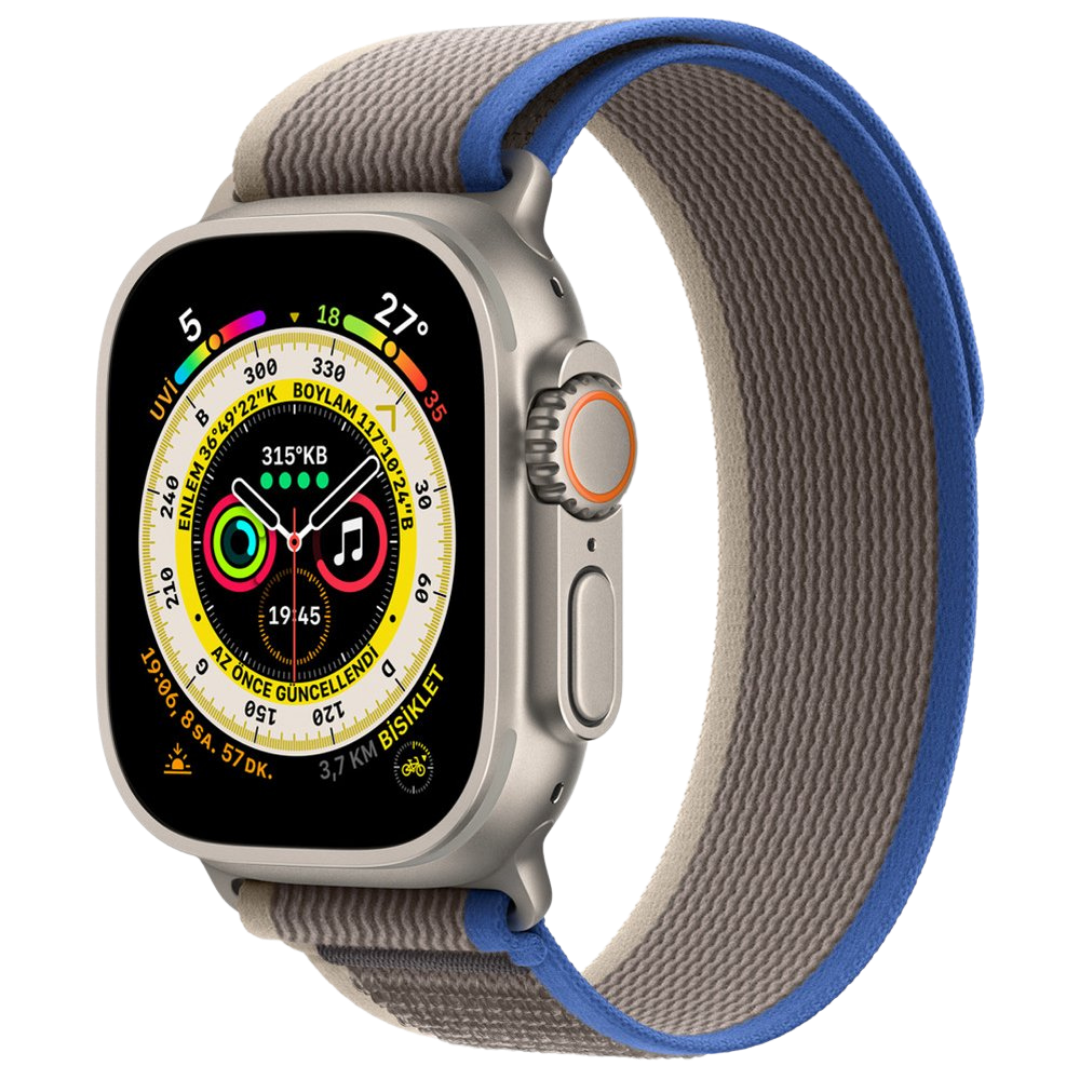 Trail Loop Mavi & Gri Örgü Dokulu Apple Watch Uyumlu Kordon