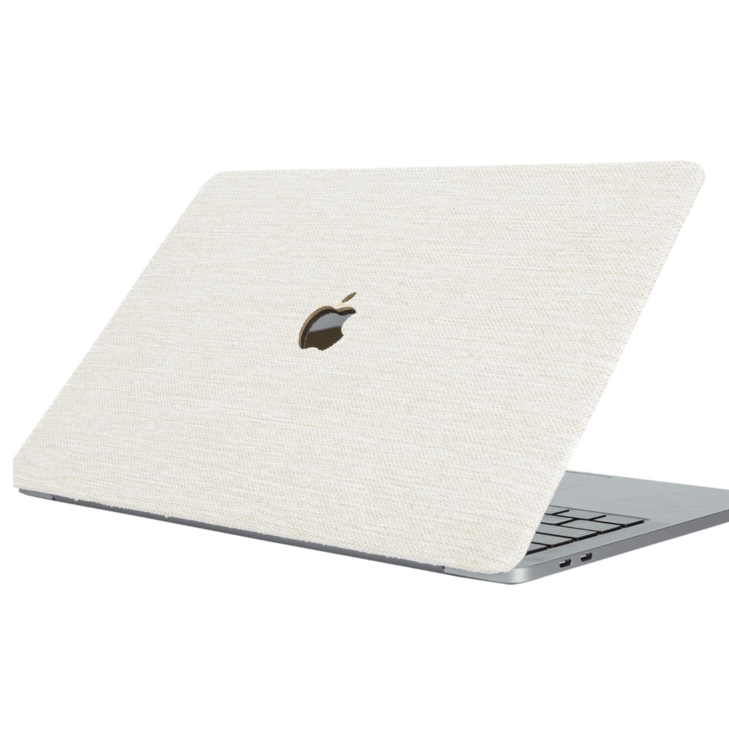 Bej Keten MacBook Kılıfı - Ön & Arka Kapak