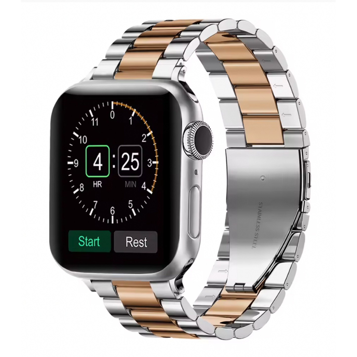 Çift Renkli Paslanmaz Çelik Baklalı Apple Watch Uyumlu Kordon