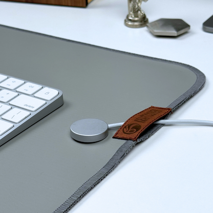 Plumbo Dark Gray Leather Desk Mat