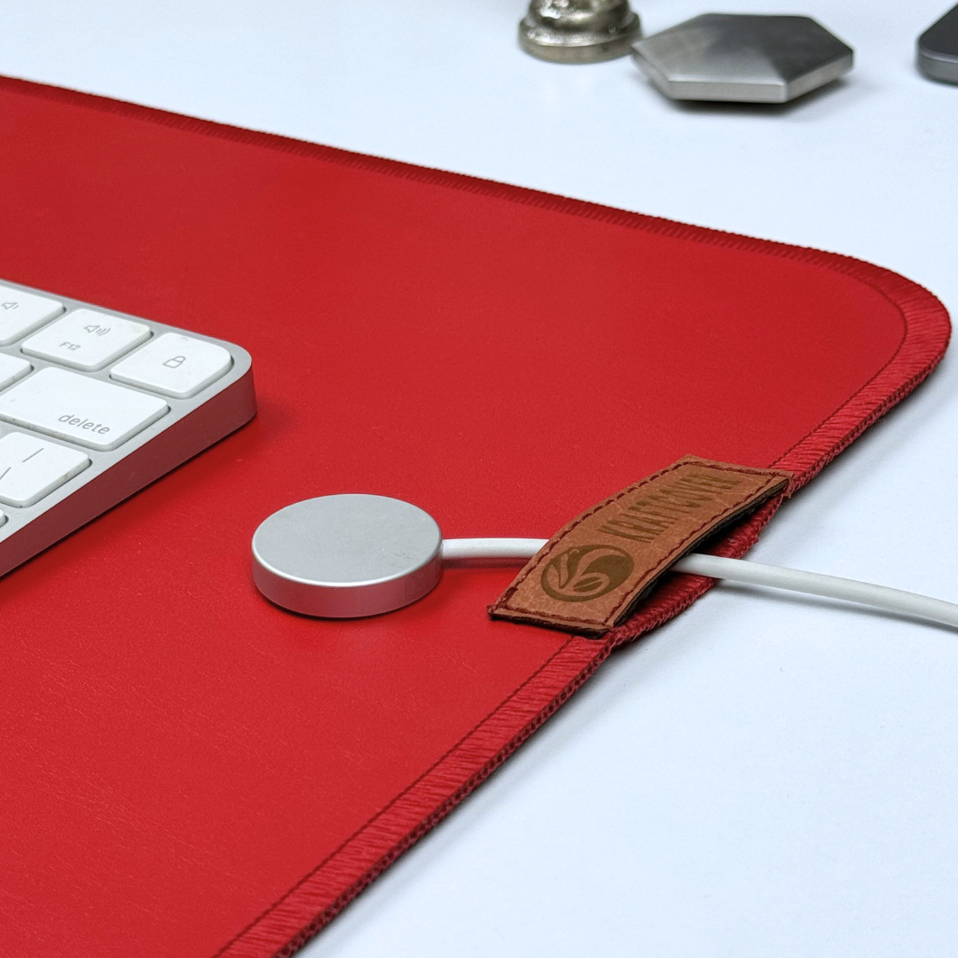 Vin Red Leather Desk Mat