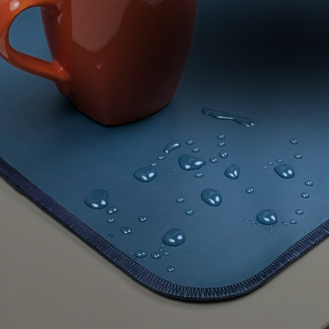 AzureFlow Blue Leather Desk Mat