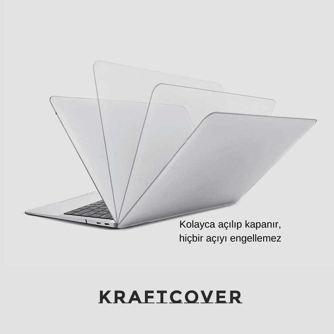 Kristal Şeffaf Macbook Koruma Kılıfı - Macbook Air & Pro İçin Transparan Koruyucu - Sert Ön & Arka Kapak