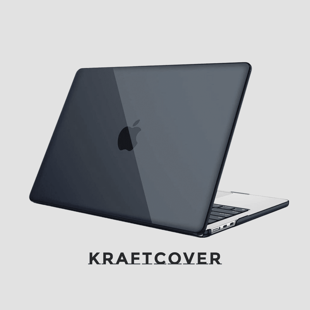 Siyah Kristal Yarı Şeffaf Macbook Koruma Kılıfı - Macbook Air & Pro İçin Transparan Koruyucu - Sert Ön & Arka Kapak