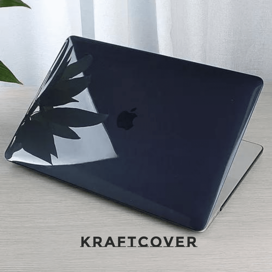 Siyah Kristal Yarı Şeffaf Macbook Koruma Kılıfı - Macbook Air & Pro İçin Transparan Koruyucu - Sert Ön & Arka Kapak