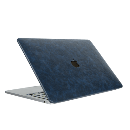 Uzay Mavi Deri MacBook Kılıfı - Ön & Arka Kapak